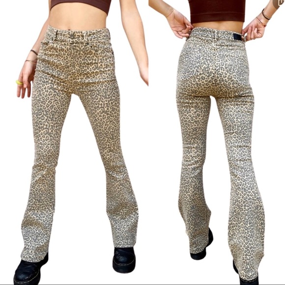 SUBDUED Soft Flare Spotted High-Rise Jeans Animal Print Size 28 - Picture 1 of 11